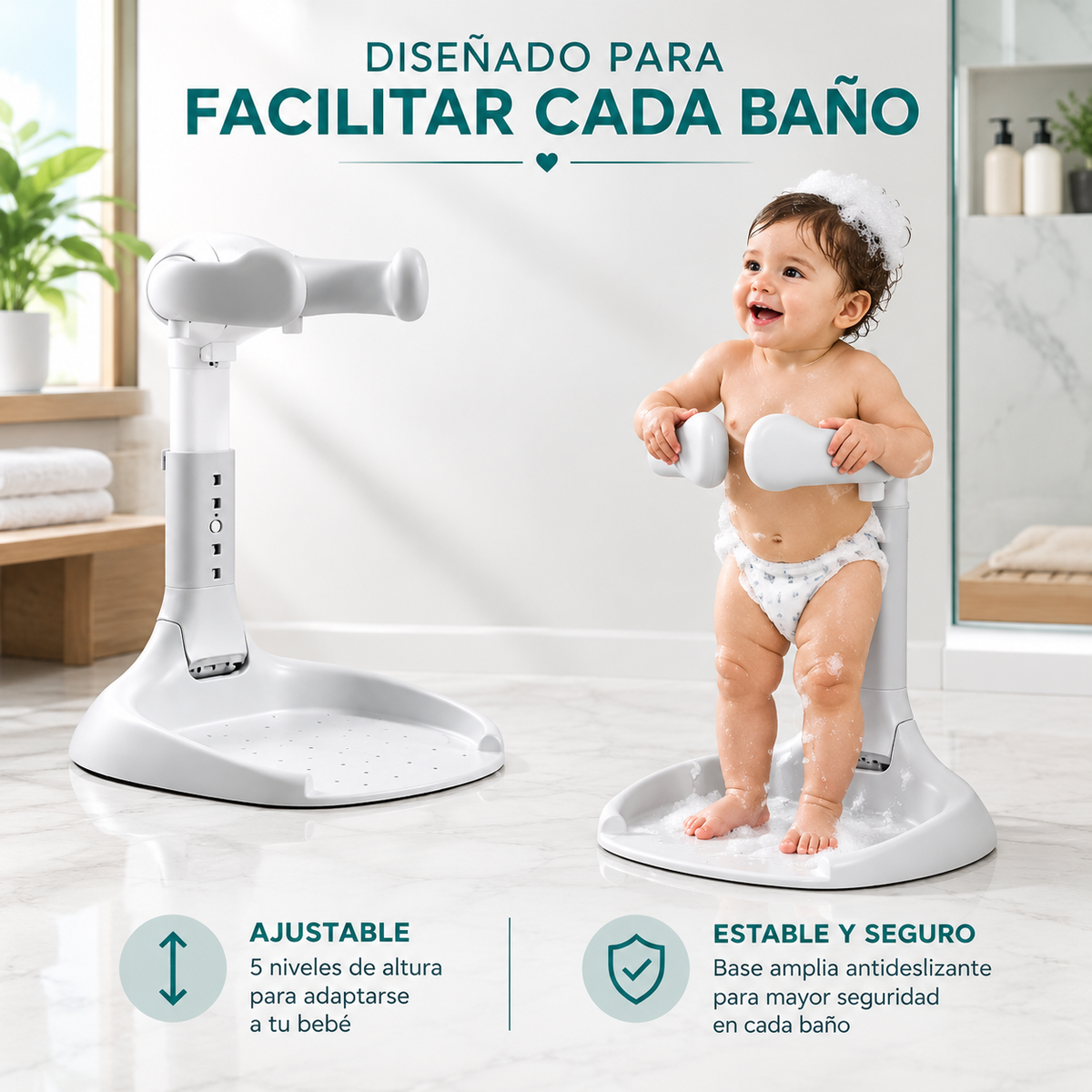 Soporte de baño anticaída para bebé